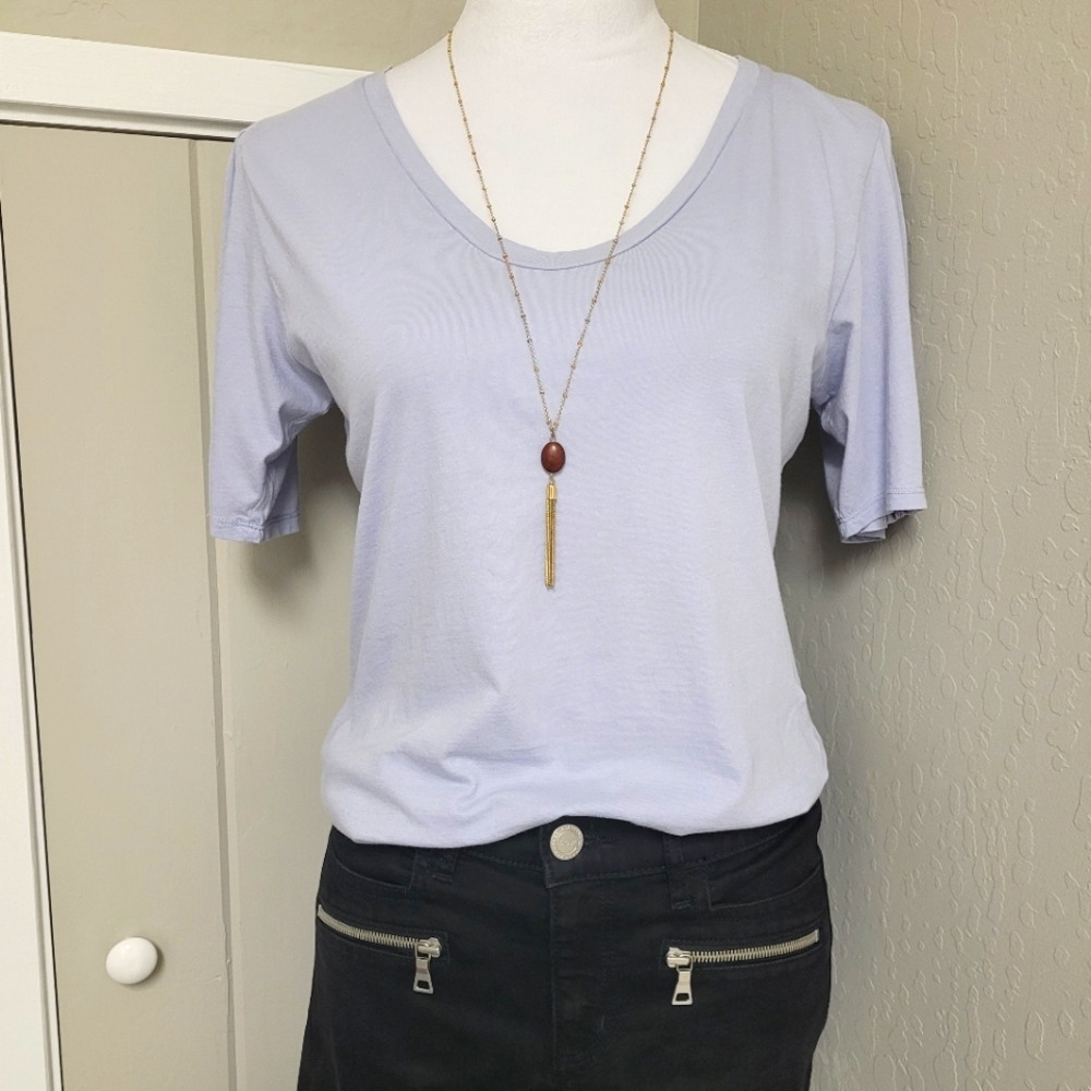 Loft Cotton Scoop Neck Top With Pin Tuck Sleeves Size Small